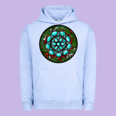 Christmas Round Turquoise Gemstone Urban Hoodie Designed By Ranaportraitstore