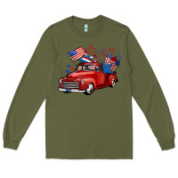 Army Green american truck 4th of july Long Sleeve Tee - BarkalooDesign