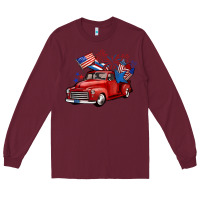 Burgundy american truck 4th of july Long Sleeve Tee - BarkalooDesign