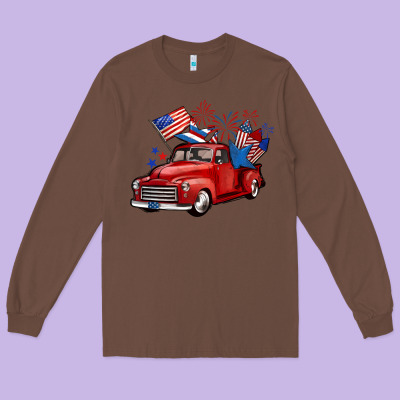 American Truck 4th Of July Long Sleeve Tee Designed By Barkaloodesign
