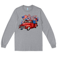 Heather Grey american truck 4th of july Long Sleeve Tee - BarkalooDesign
