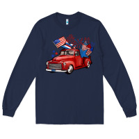 Navy american truck 4th of july Long Sleeve Tee - BarkalooDesign