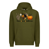 Army Green Peace Love Halloween Premium Hoodie - texasbilliewilder