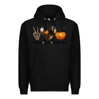 Black Peace Love Halloween Premium Hoodie - texasbilliewilder
