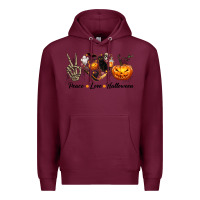 Burgundy Peace Love Halloween Premium Hoodie - texasbilliewilder
