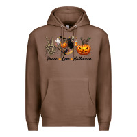 Chestnut Peace Love Halloween Premium Hoodie - texasbilliewilder