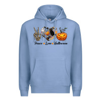 Colony Blue Peace Love Halloween Premium Hoodie - texasbilliewilder