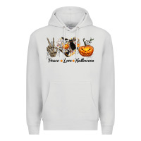 Dove Grey Peace Love Halloween Premium Hoodie - texasbilliewilder