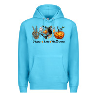 Ocean Blue Peace Love Halloween Premium Hoodie - texasbilliewilder