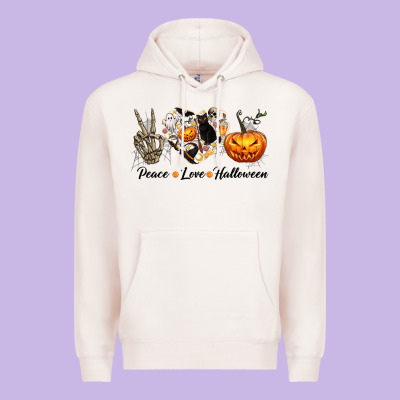 Peace Love Halloween Premium Hoodie Designed By Texasbilliewilder