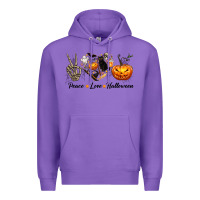 Purple Peace Love Halloween Premium Hoodie - texasbilliewilder