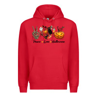 Red Peace Love Halloween Premium Hoodie - texasbilliewilder