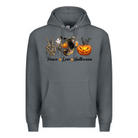 Rock Peace Love Halloween Premium Hoodie - texasbilliewilder
