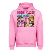 Fuchsia Pink keep calm and make coffee Urban Hoodie - Zillion Design Studio