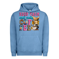 Pigment Pebble Blue keep calm and make coffee Urban Hoodie - Zillion Design Studio