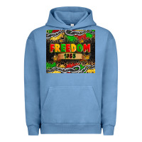 Pigment Pebble Blue juneteenth freedom 1865 Urban Hoodie - Zillion Design Studio