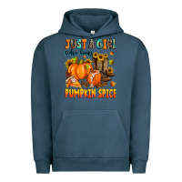Pigment Midnight Navy just a girl who loves pumpkin spice Urban Hoodie - Zillion Design Studio