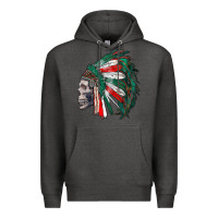 Charcoal Heather mexican indian headdress with skull Premium Hoodie - RanaPortraitStore