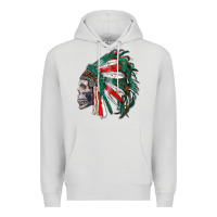 Dove Grey mexican indian headdress with skull Premium Hoodie - RanaPortraitStore