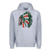 Heather Grey mexican indian headdress with skull Premium Hoodie - RanaPortraitStore