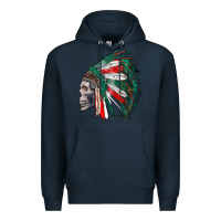 Navy mexican indian headdress with skull Premium Hoodie - RanaPortraitStore