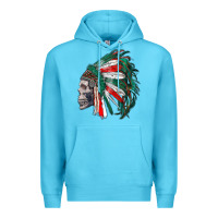 Ocean Blue mexican indian headdress with skull Premium Hoodie - RanaPortraitStore