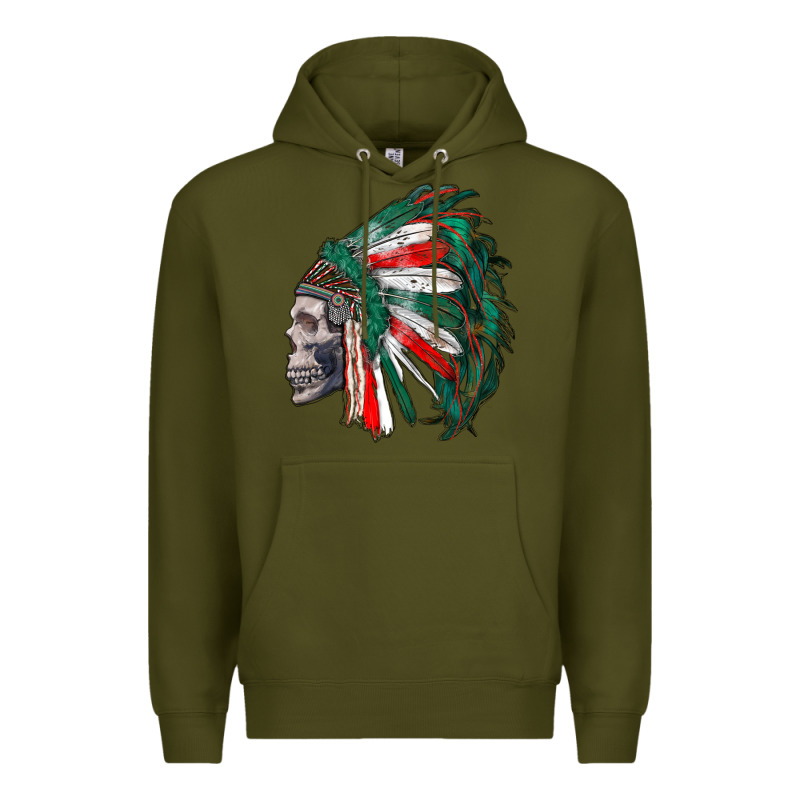 Mexican Indian Headdress With Skull Premium Hoodie by RanaPortraitStore | Teevron