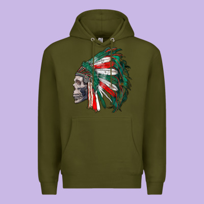 Mexican Indian Headdress With Skull Premium Hoodie Designed By Ranaportraitstore