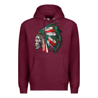 Burgundy mexican indian headdress with skull Premium Hoodie - RanaPortraitStore