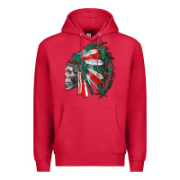Cardinal mexican indian headdress with skull Premium Hoodie - RanaPortraitStore