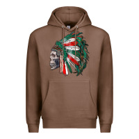 Chestnut mexican indian headdress with skull Premium Hoodie - RanaPortraitStore