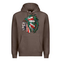 Coffee mexican indian headdress with skull Premium Hoodie - RanaPortraitStore