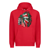 Red mexican indian headdress with skull Premium Hoodie - RanaPortraitStore