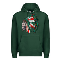 Sports Green mexican indian headdress with skull Premium Hoodie - RanaPortraitStore