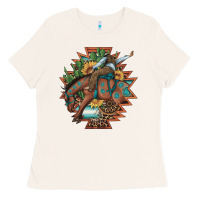 Bone bucking bronco aztec shape background Ladies Tee - Artiststas