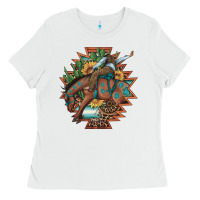 Bucking Bronco Aztec Shape Background Ladies Tee | Teevron