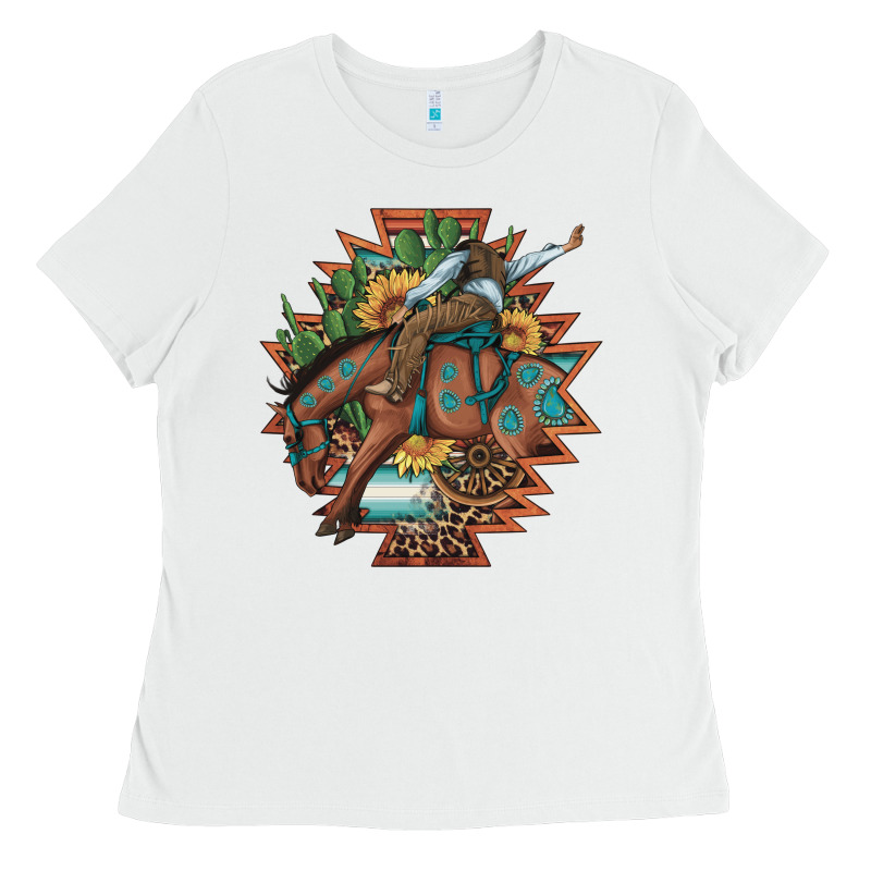 Bucking Bronco Aztec Shape Background Ladies Tee by Artiststas | Teevron
