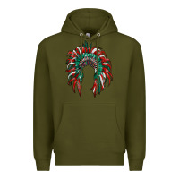 Army Green mexican flag indian headdress Premium Hoodie - RanaPortraitStore