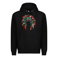 Black mexican flag indian headdress Premium Hoodie - RanaPortraitStore
