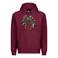 Burgundy mexican flag indian headdress Premium Hoodie - RanaPortraitStore