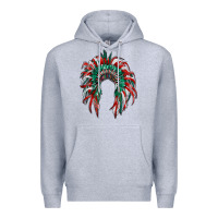 Heather Grey mexican flag indian headdress Premium Hoodie - RanaPortraitStore
