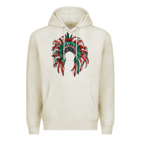 Oatmeal Heather mexican flag indian headdress Premium Hoodie - RanaPortraitStore