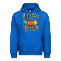 Cobalt autumn leaves and pumpkins please Urban Hoodie - Zillion Design Studio