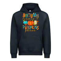 Navy autumn leaves and pumpkins please Urban Hoodie - Zillion Design Studio