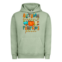 Pigment Oil Green autumn leaves and pumpkins please Urban Hoodie - Zillion Design Studio