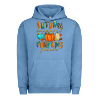 Pigment Pebble Blue autumn leaves and pumpkins please Urban Hoodie - Zillion Design Studio