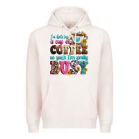 Pale Pink i'm holding a cup of coffee so yeah i'm pretty bus Premium Hoodie - Zillion Design Studio