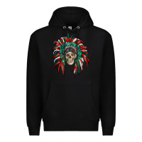 Black mexican flag indian headdress with  skull Premium Hoodie - RanaPortraitStore