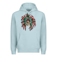 Blue Mist mexican flag indian headdress with  skull Premium Hoodie - RanaPortraitStore