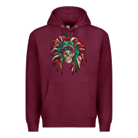 Burgundy mexican flag indian headdress with  skull Premium Hoodie - RanaPortraitStore